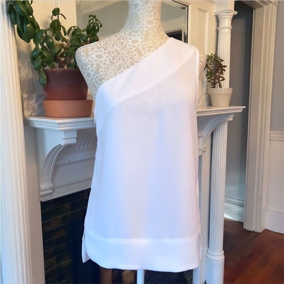 NWT BANANA REPUBLIC White Sleeveless One Shoulder Top Blouse Size XS - Picture 2 of 11